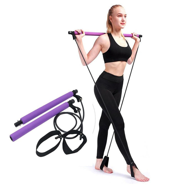 Pilates Stick Squat Training Bar with Bands